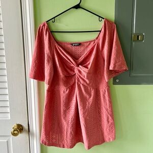 Women's Bloomchic Pink Twist Front Blouse Size 12 (Large)